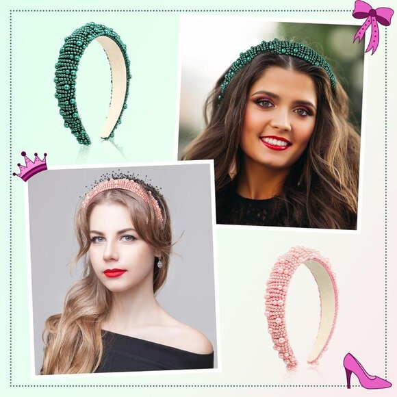Witch Pearl Headbands Pink Green Hair Accessories Halloween Party Gift main image 6